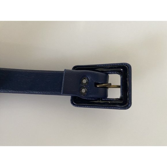 Womens Double Strands Belt Skinny Navy Blue Gold Tone Accent 29\